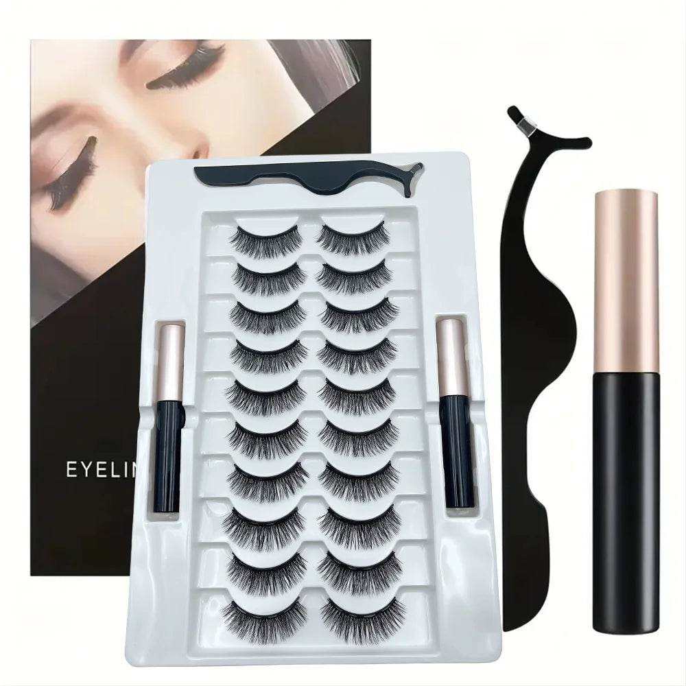 Magnetic Lashes & Magnetic Eyeliner Kit, Lash Extension No Glue Needed，There are two magnetic eyeliner and tweezers