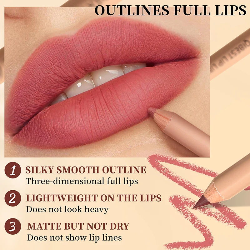 12 piece matte lipliner set, smooth and easy to apply, non smudging and non fading, natural makeup effect