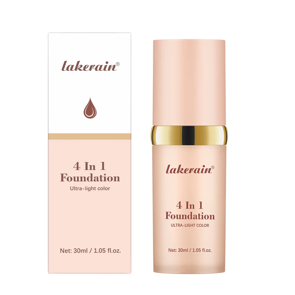Color Changing Foundation 4 in 1 Moisturizing SPF 30+ Hydrating Color Longwearing Waterproof Travel Coverage Makeup Base