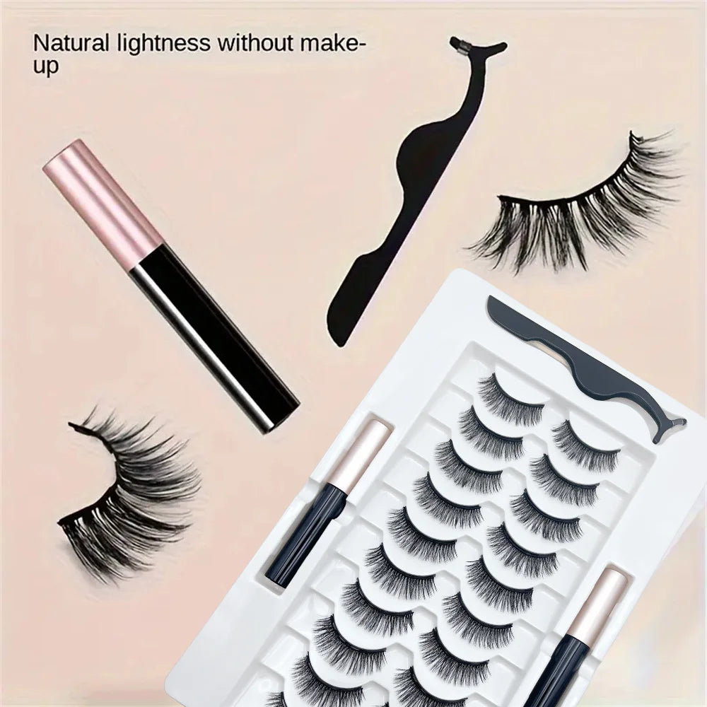 Magnetic Lashes & Magnetic Eyeliner Kit, Lash Extension No Glue Needed，There are two magnetic eyeliner and tweezers