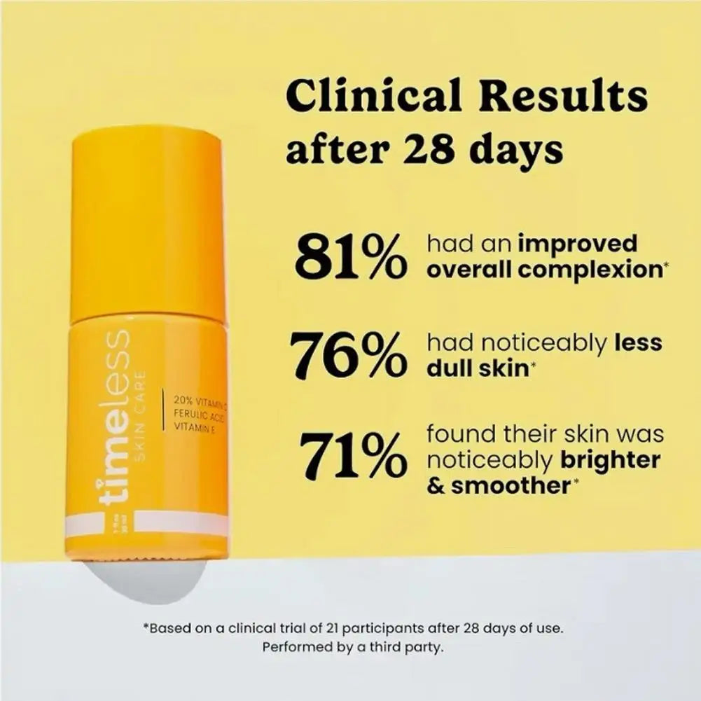 Timeless 20% Vitamin C Antioxidant Serum, Brightening Hydration Even skin tone for Radiance Enhance Skin Elasticity Shrink Pores