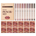 12 piece matte lipliner set, smooth and easy to apply, non smudging and non fading, natural makeup effect
