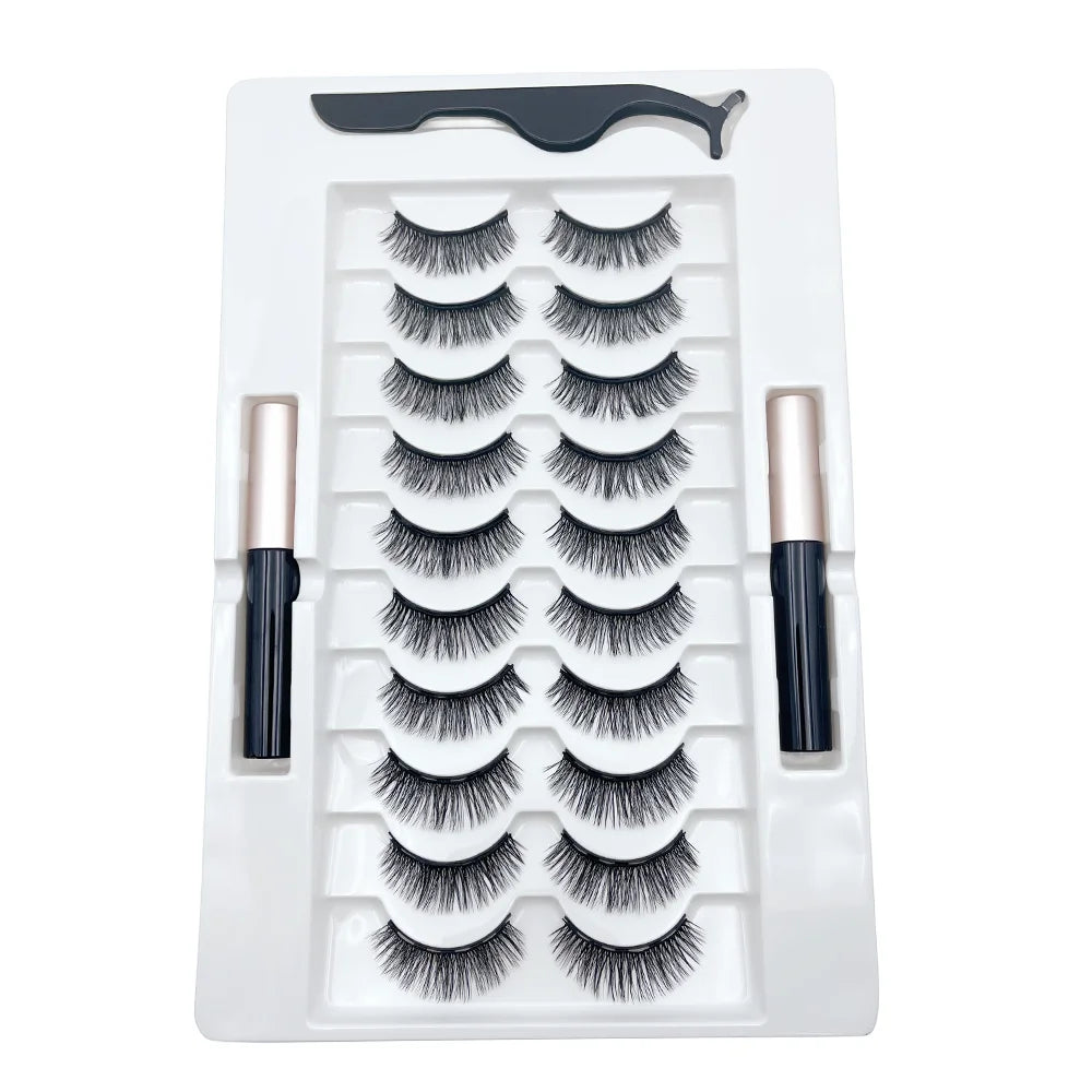 Magnetic Lashes & Magnetic Eyeliner Kit, Lash Extension No Glue Needed，There are two magnetic eyeliner and tweezers